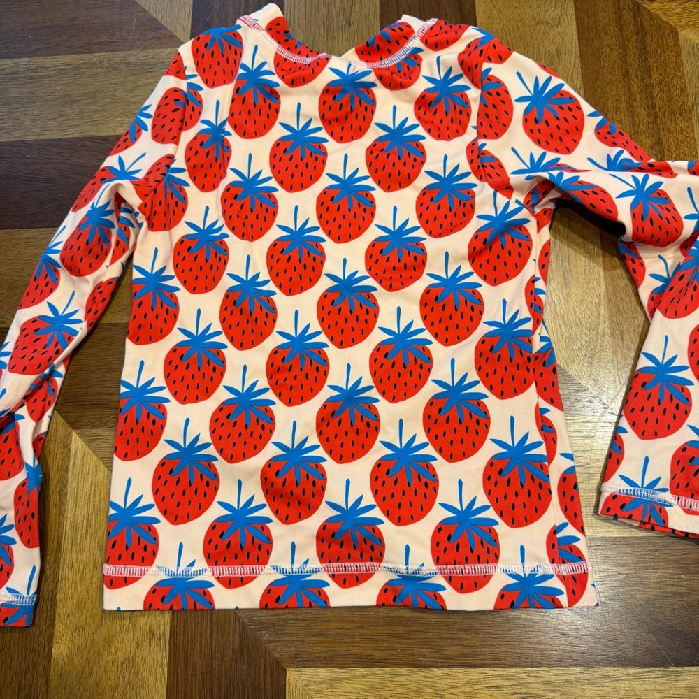 Hanna Andersson Red & Blue Strawberry Rashguard flaw - Picture 4 of 6